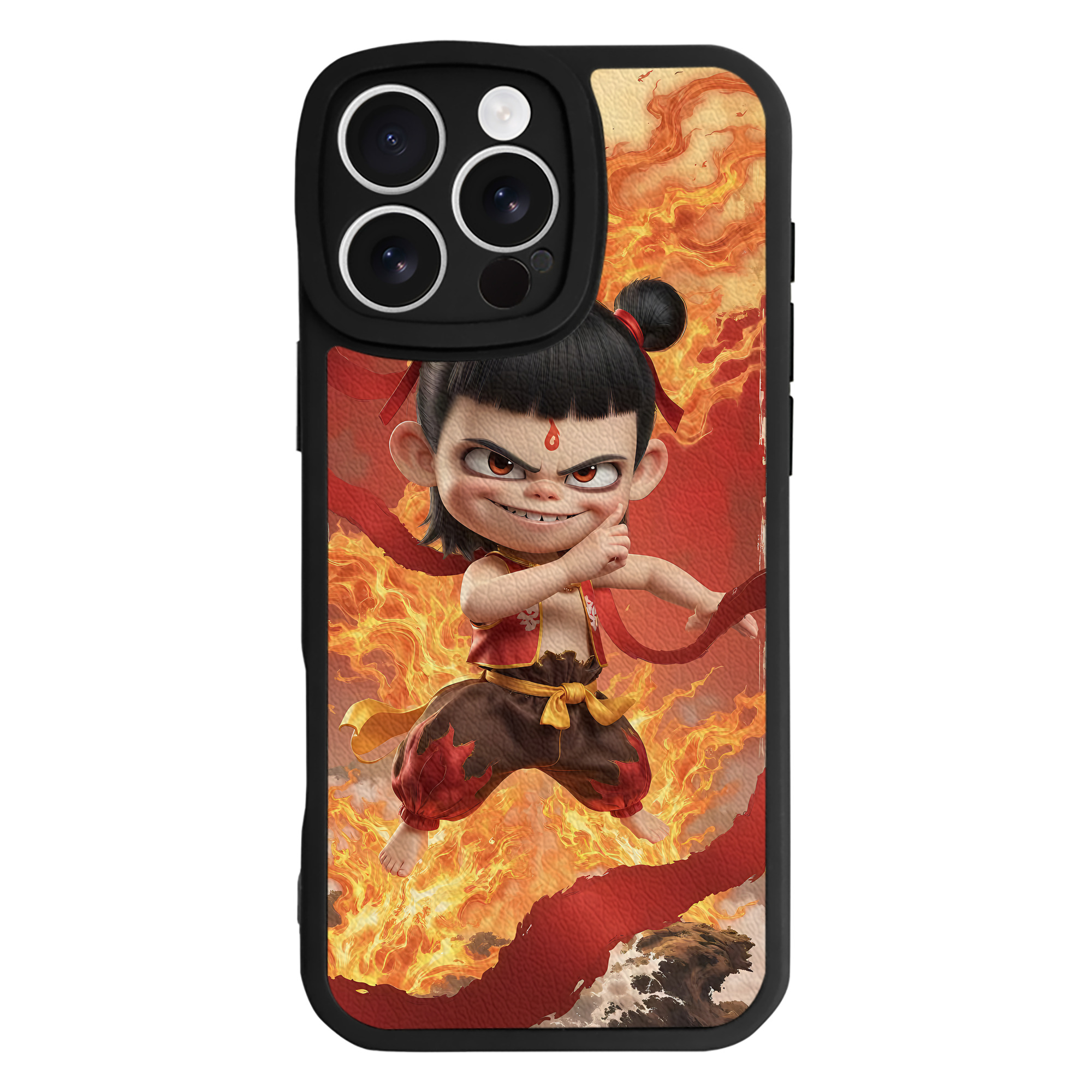 （画像用） Ne Zha 2 ナタ 魔童の大暴れ 【iPhone 16シリーズ対応】シリコンスマホケース（レザー調） 材質：シリコン